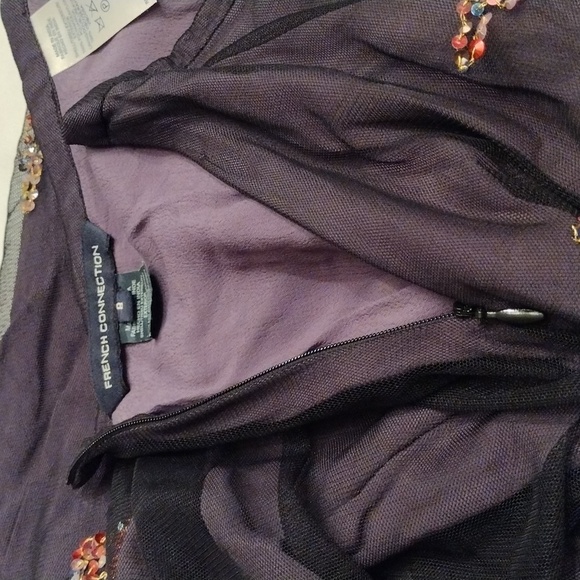 French Connection Tulle Midi Skirt, Sequined Floral Design Skirt,Size 8, Black - Picture 5 of 9